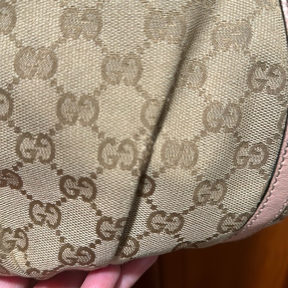 Gucci Abby D Ring Pink Leather and Beige GG Canvas Crossbody /Messenger … - Picture 7 of 16
